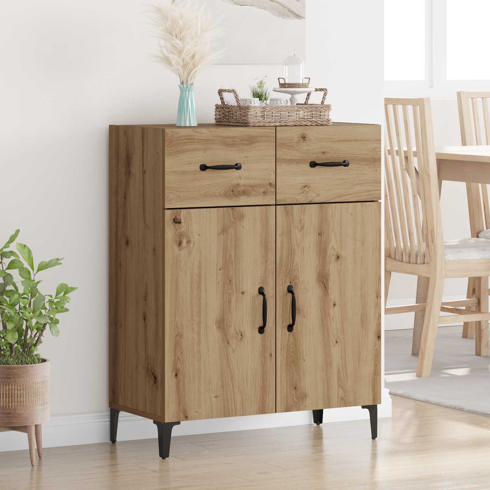 vidaXL Bufet Stejar Artizanal 69,5 x 34 x 90 cm Lemn compozit