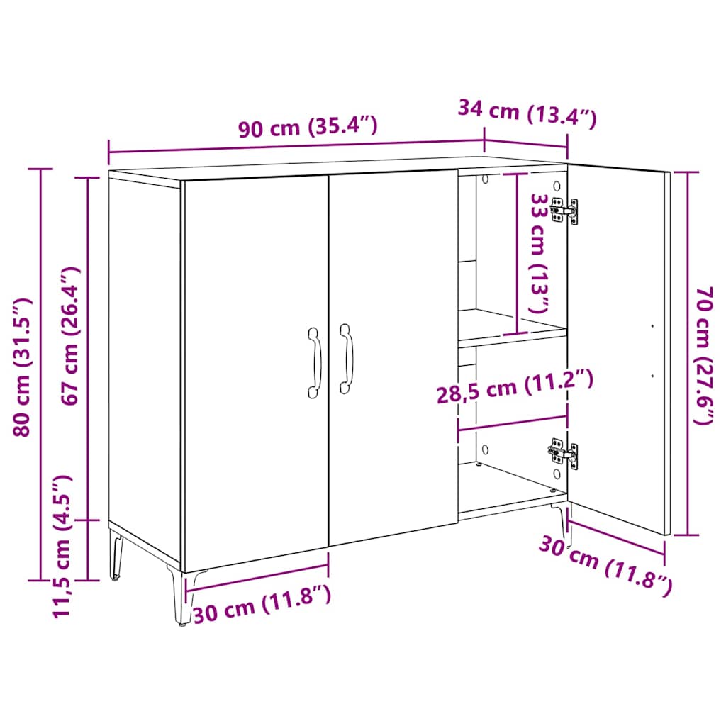 Servírovací skříň Černý dub 34 x 90 x 80 cm Kompozitní dřevo - obrázek 14