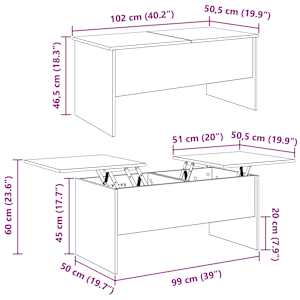 Konferenční stolek Artisanový dub 102 x 50,5 x 46,5 cm - obrázek 12