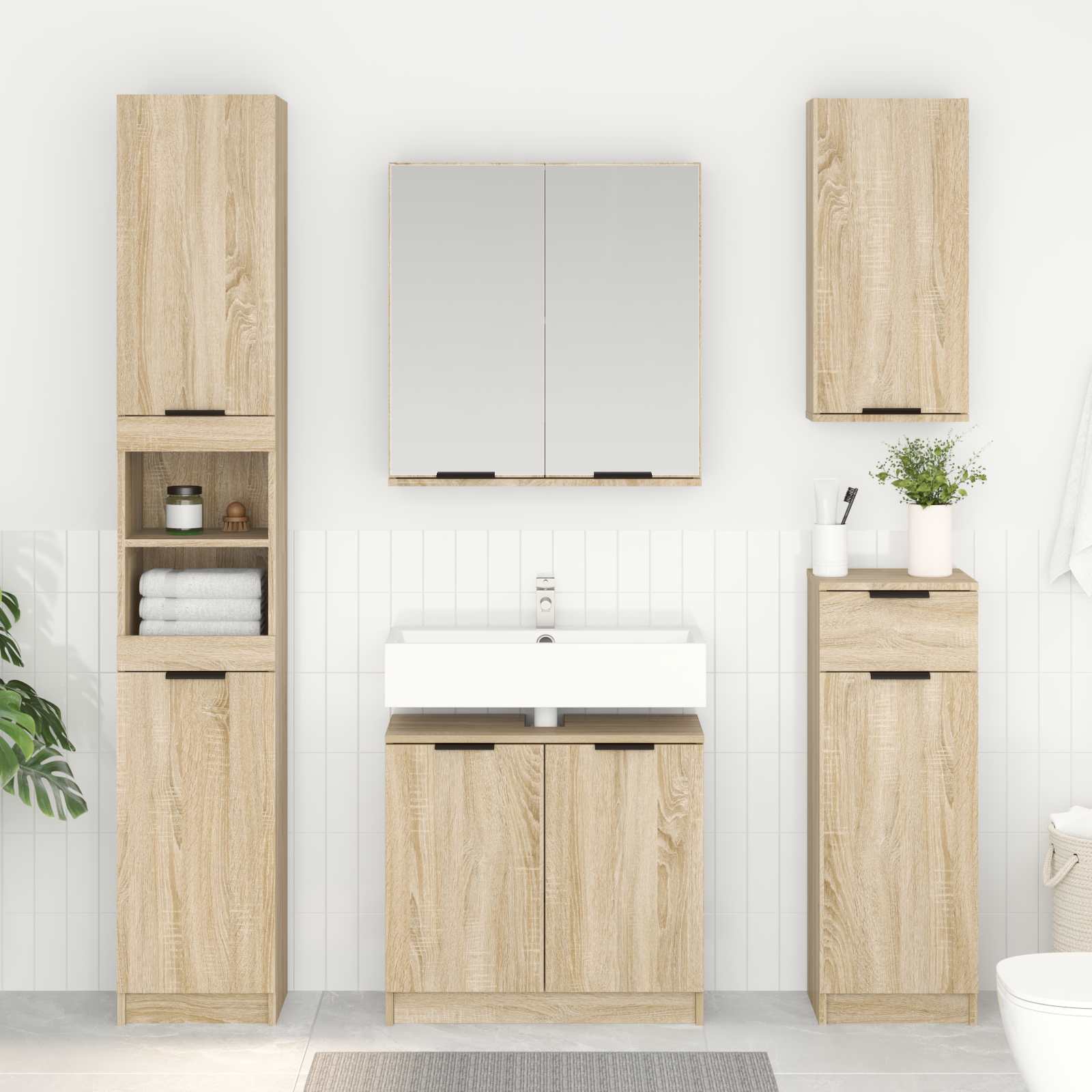 vidaXL Dulap de Baie Stejar Sonoma 64,5 x 33,5 x 59 cm Lemn compozit
