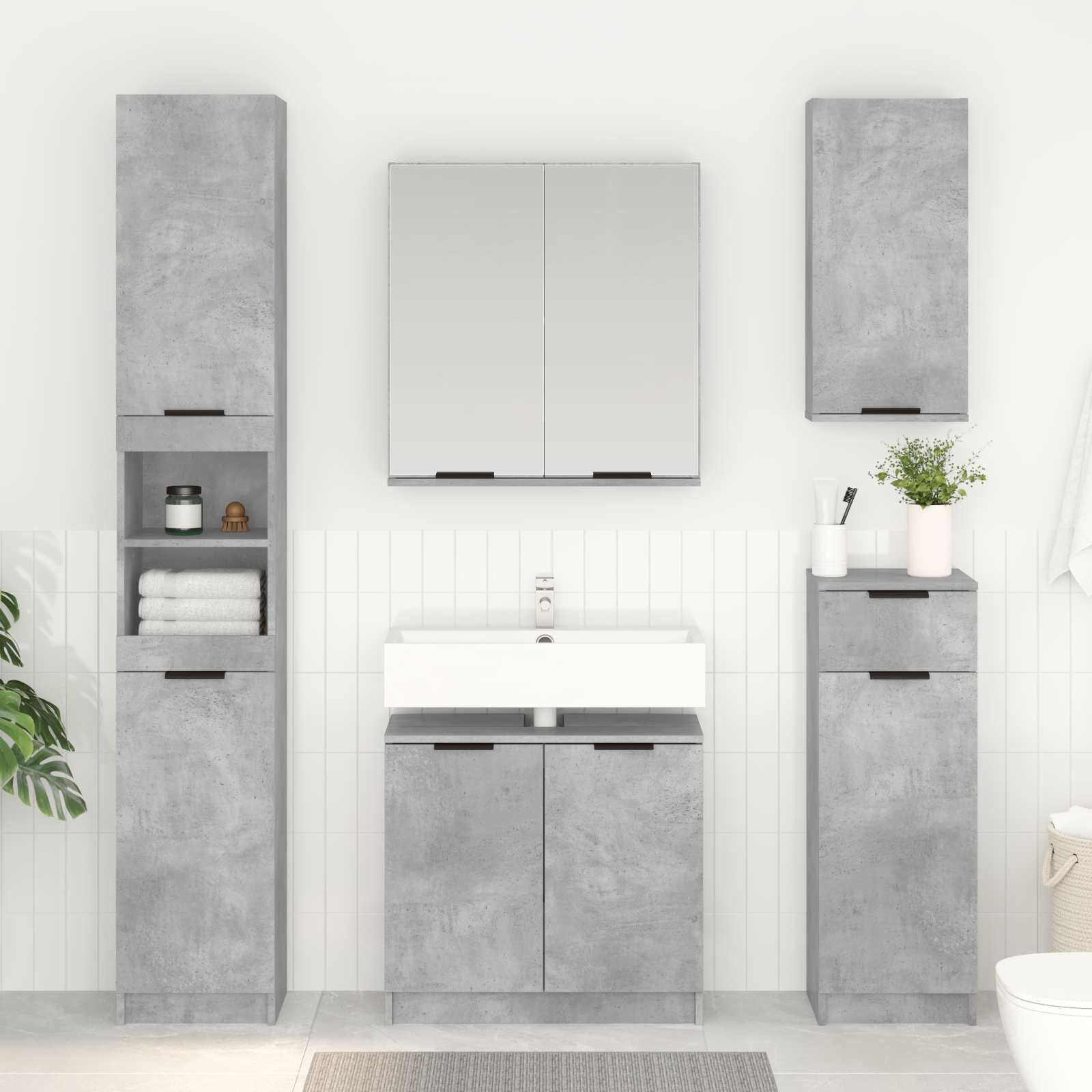 vidaXL Dulap de Baie Gri din beton 64,5 x 33,5 x 59 cm Lemn compozit