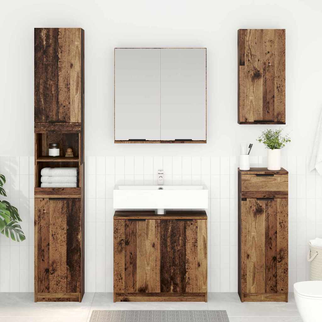 vidaXL Badezimmerschrank Altholz 64,5 x 33,5 x 59 cm Holzwerkstoff
