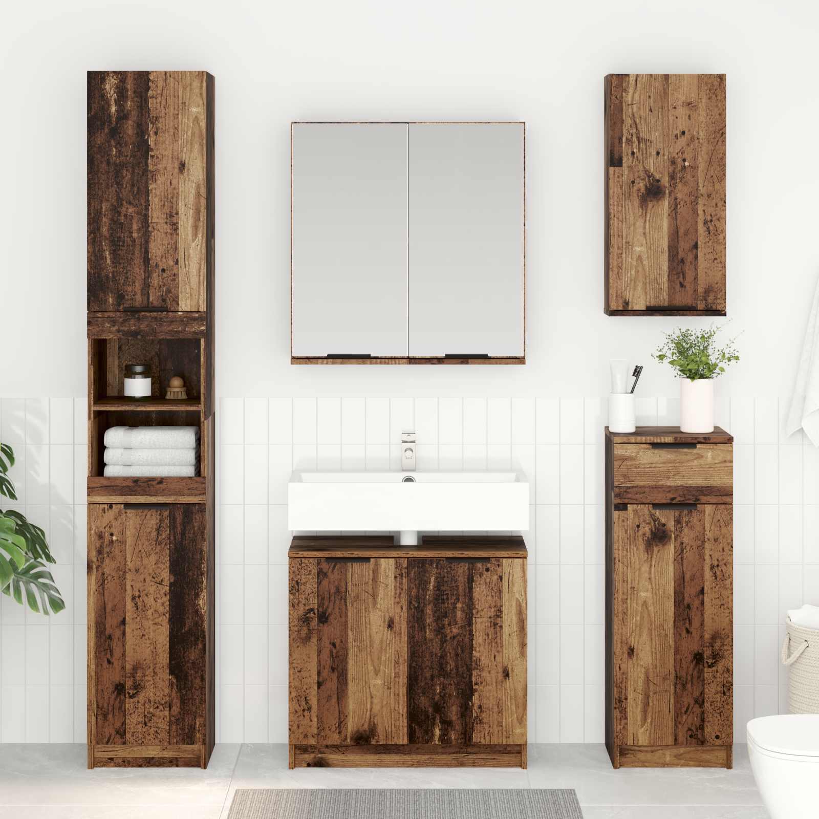 vidaXL Dulap de Baie Lemn Vechi 64,5 x 33,5 x 59 cm Lemn compozit