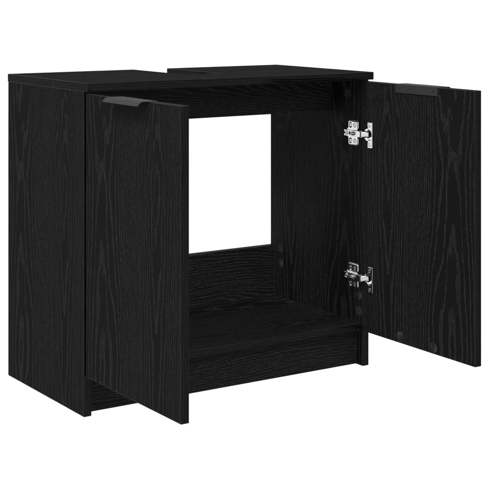Badkamer Kast Zwart Eiken 64,5 x 33,5 x 59 cm Bewerkt hout - Afbeelding 5