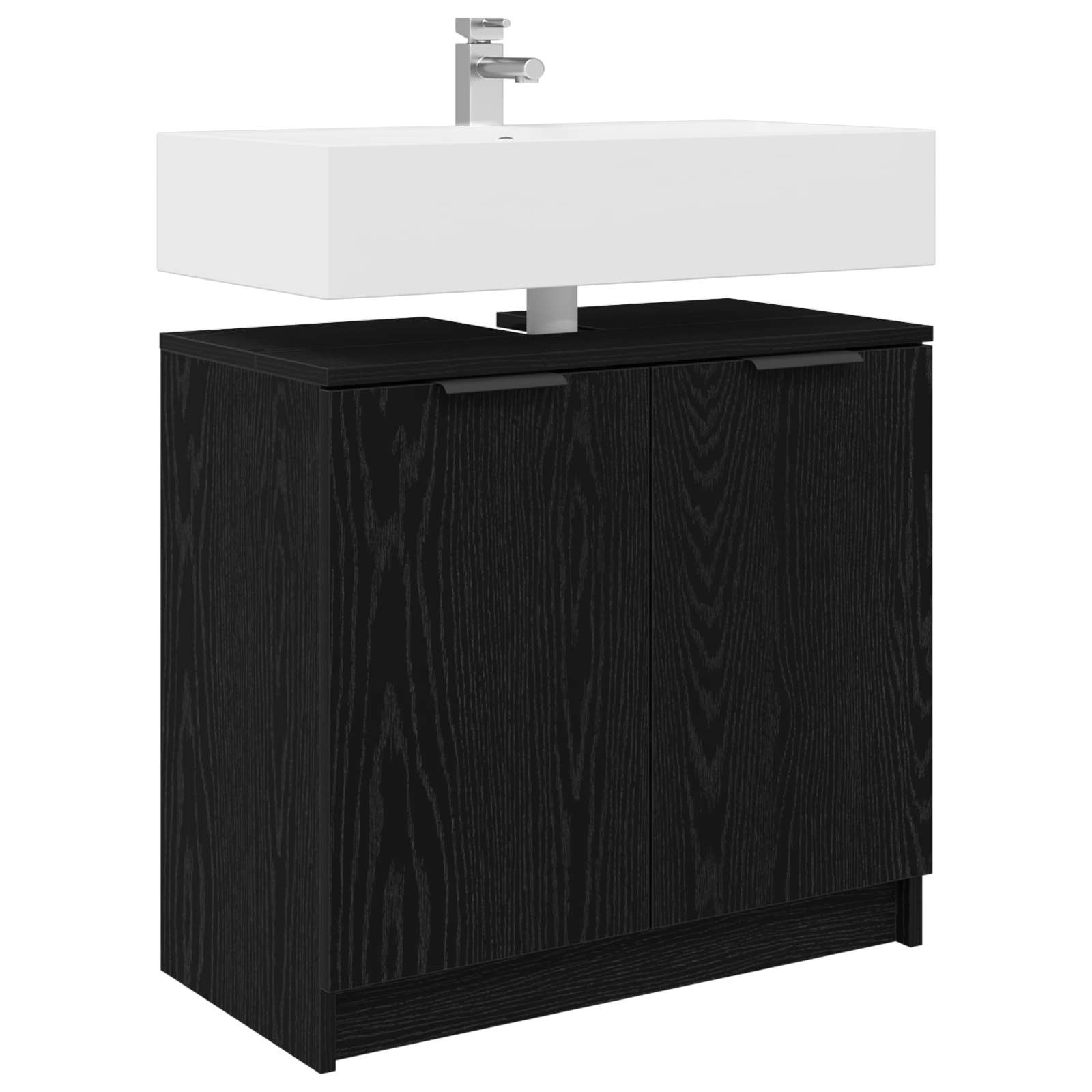 Badkamer Kast Zwart Eiken 64,5 x 33,5 x 59 cm Bewerkt hout - Afbeelding 3