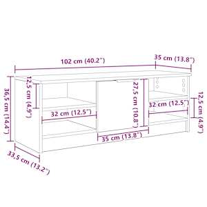 Televizní skříň Staré dřevo 102 x 35 x 36,5 cm kompozitní dřevo - obrázek 12