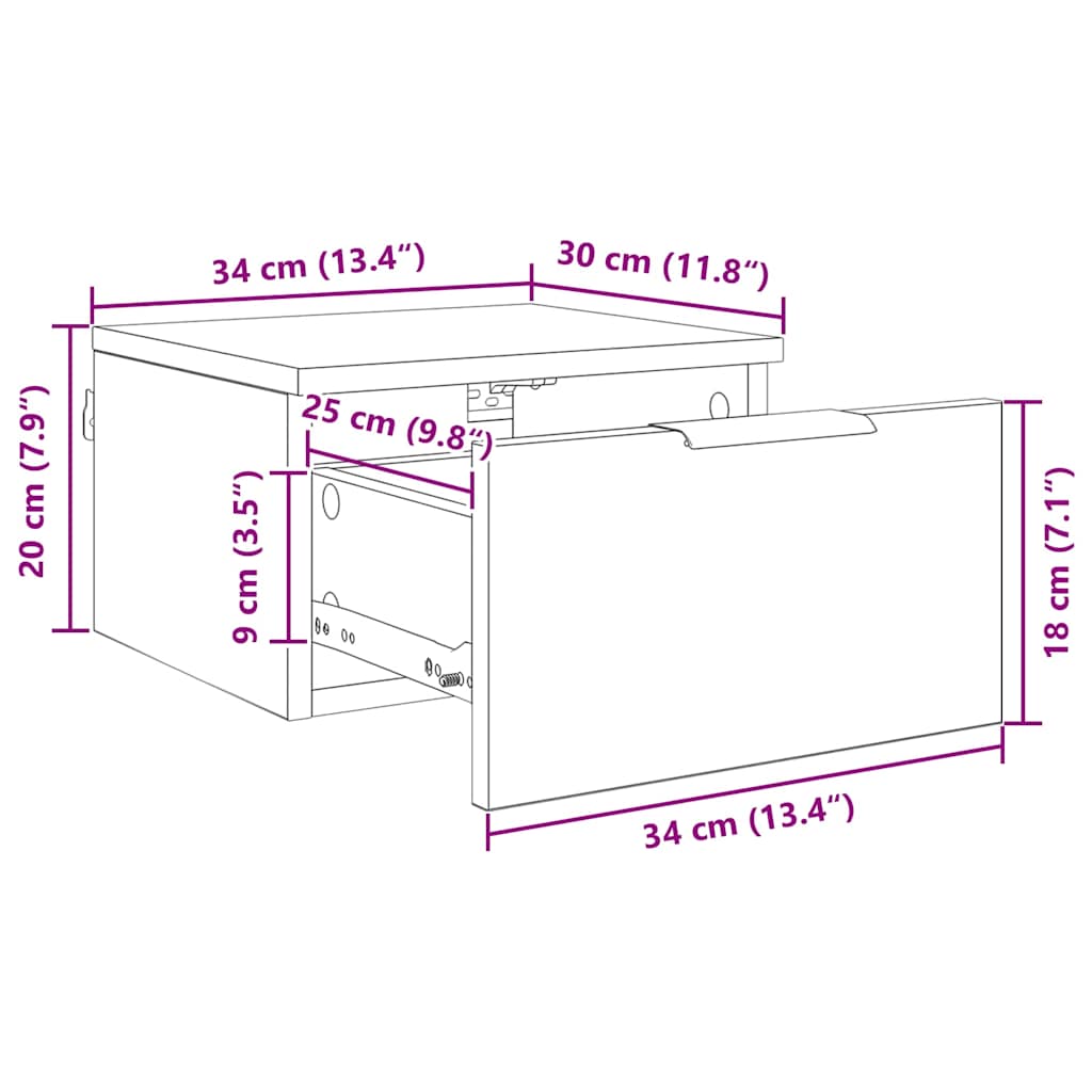 Noční skříňka 2 pcs Černý dub 34 x 30 x 20 cm kompozitní dřevo - obrázek 14