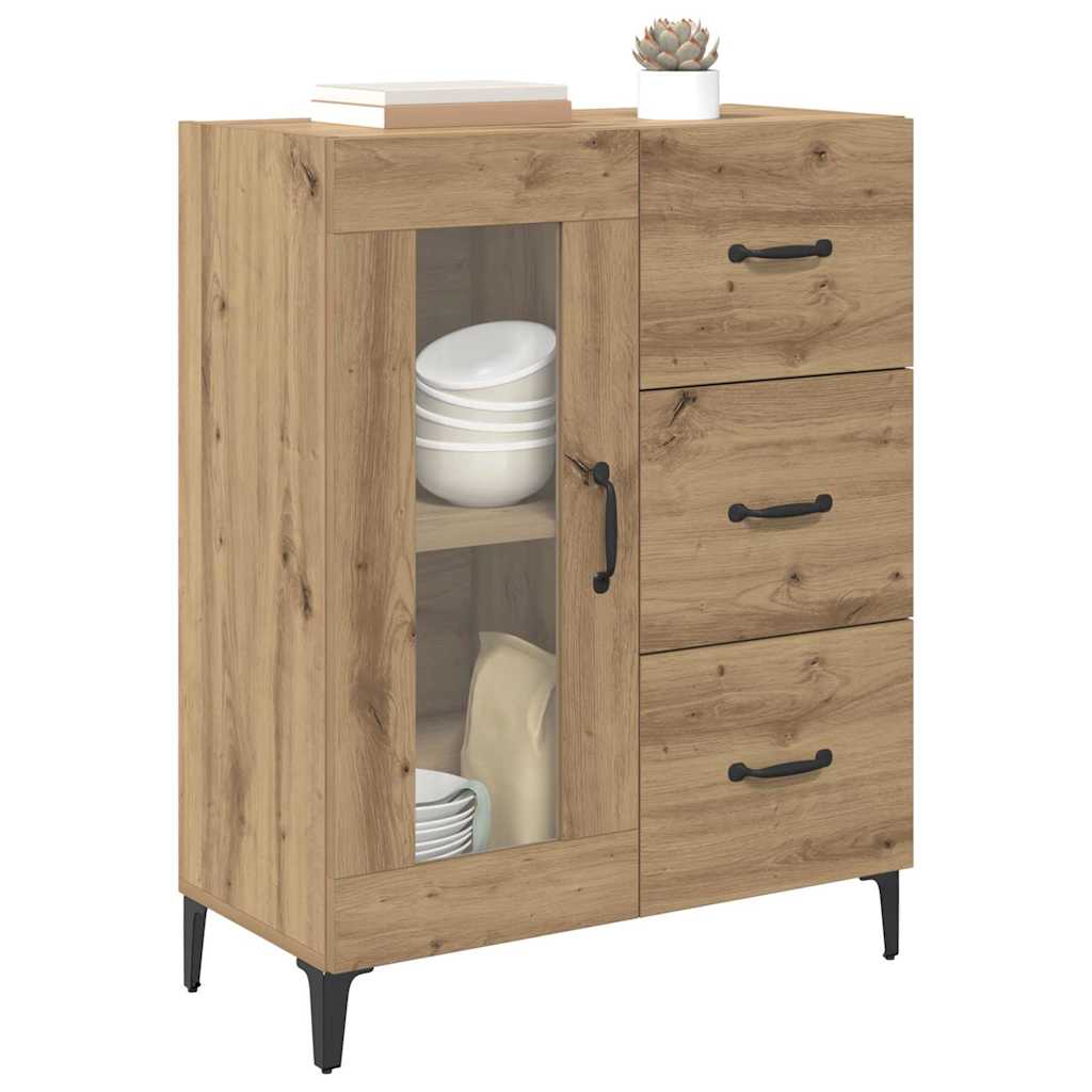 vidaXL Dressoir met lade Artisan Eiken 69,5 x 34 x 90 cm