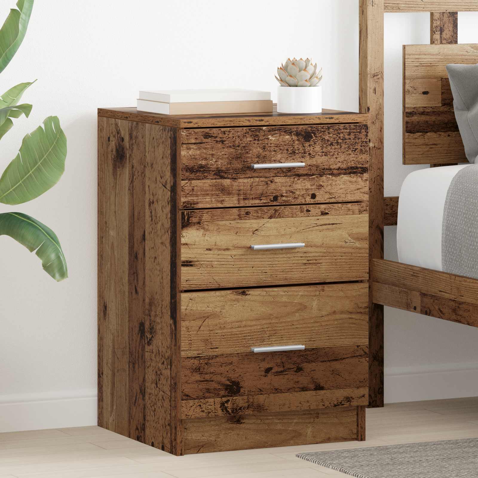 vidaXL Dulap de noapte Lemn vechi 40 x 40 x 63 cm Lemn compozit
