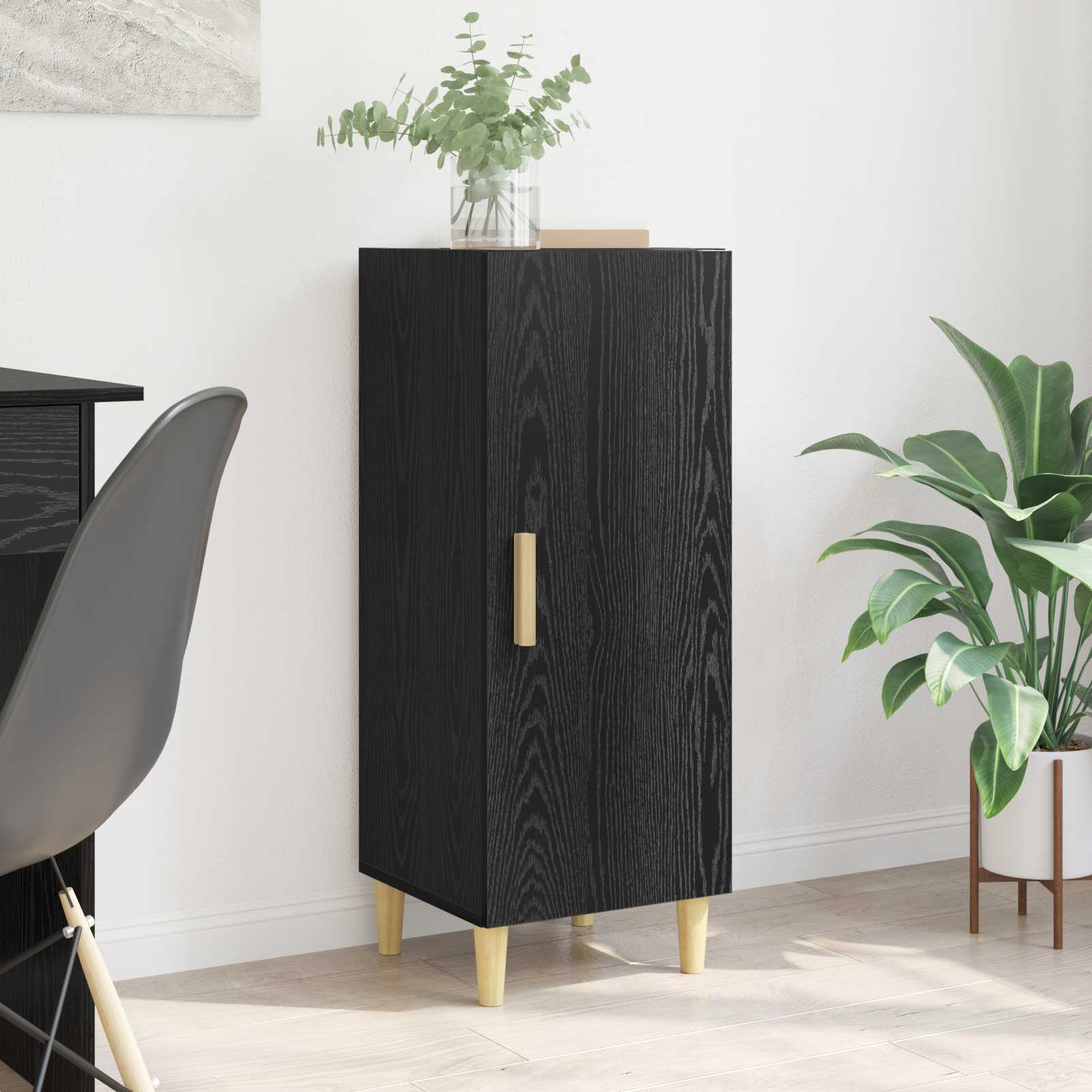 vidaXL Bufet Pe perete Stejar Negru 34,5 x 34 x 90 cm Lemn compozit