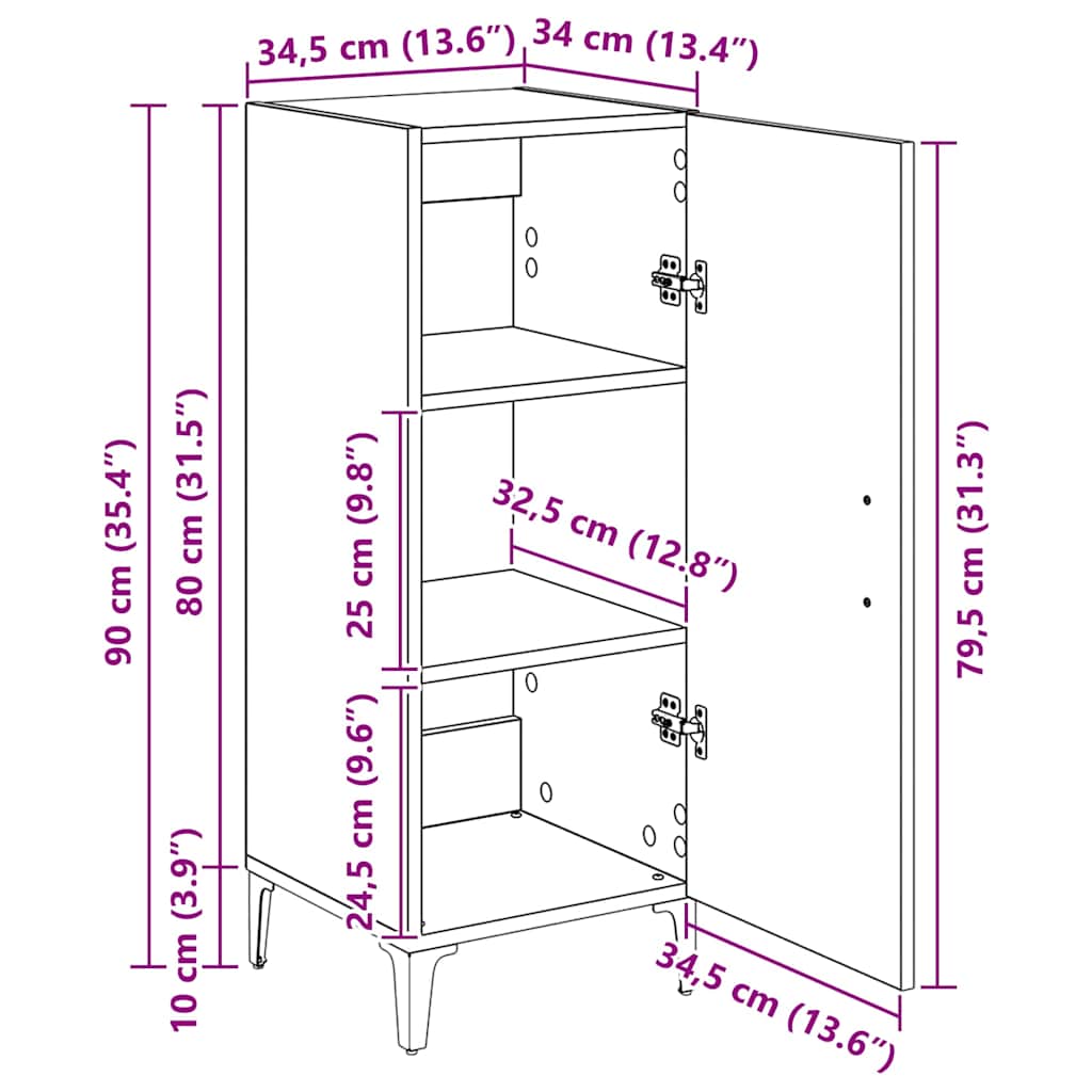 Strani šal Star les 34,5 x 34 x 90 cm Konstruiran les - slika 13