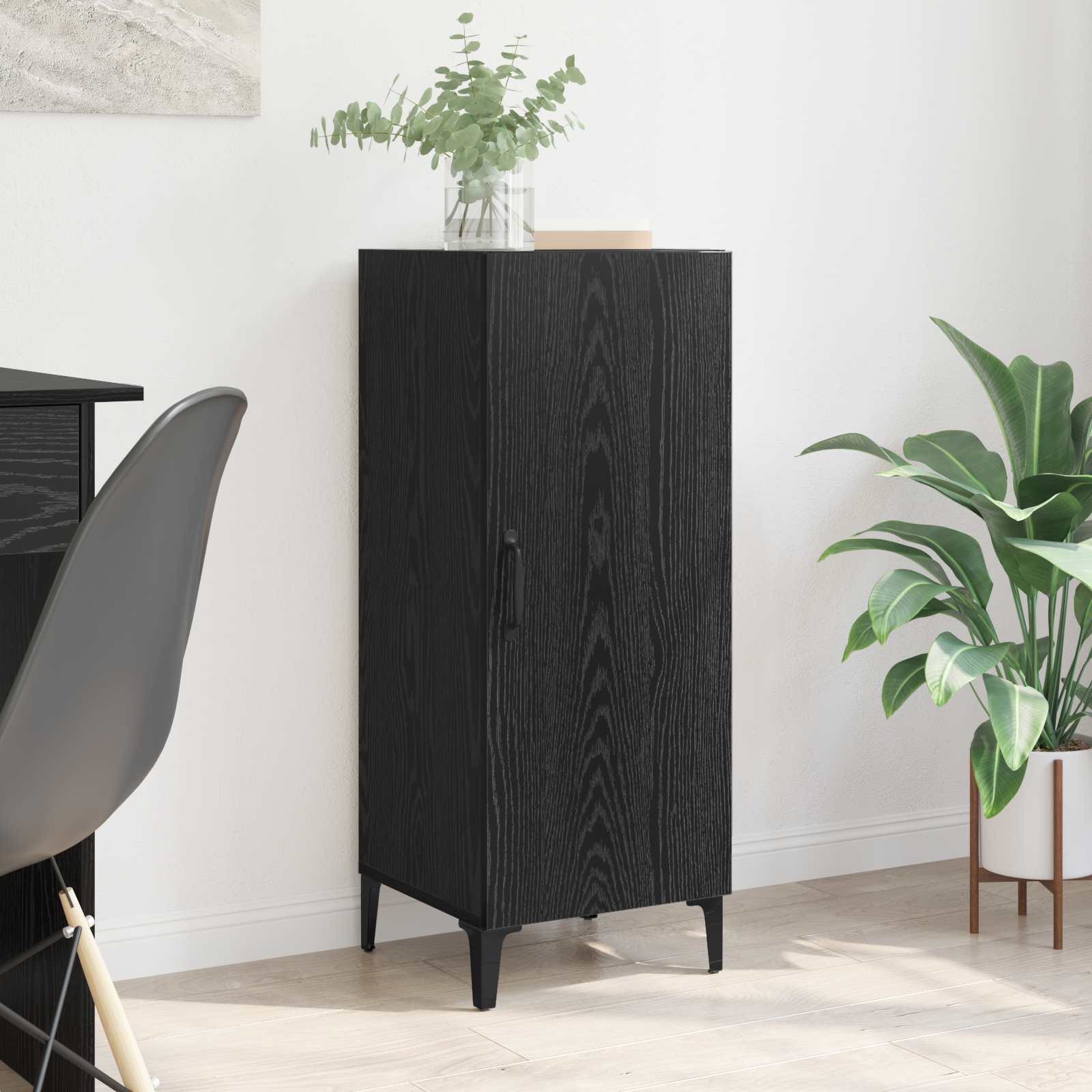 vidaXL Bufet Pe perete Stejar Negru 34,5 x 34 x 90 cm Lemn compozit