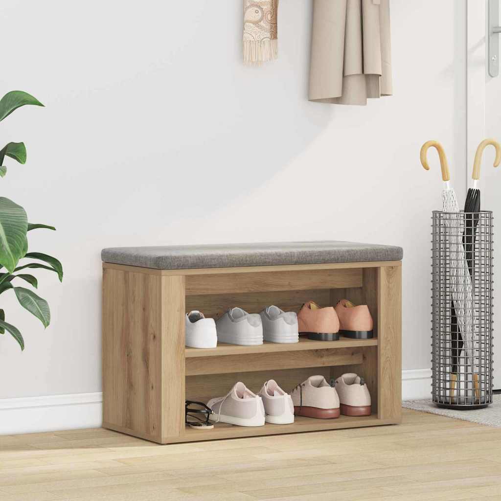 vidaXL Raft pentru încălțăminte stejar artizanal 75 x 35 x 45 cm