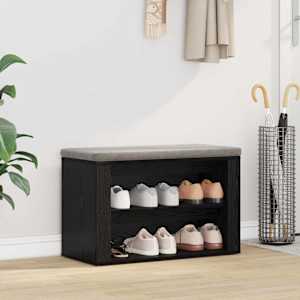 Polica za čevlje Črni hrast 75 x 35 x 45 cm Konstruiran les