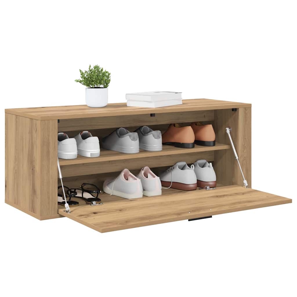 vidaXL Schoenenkast met plank artisanaal eikenkleurig 100 x 35 x 38 cm
