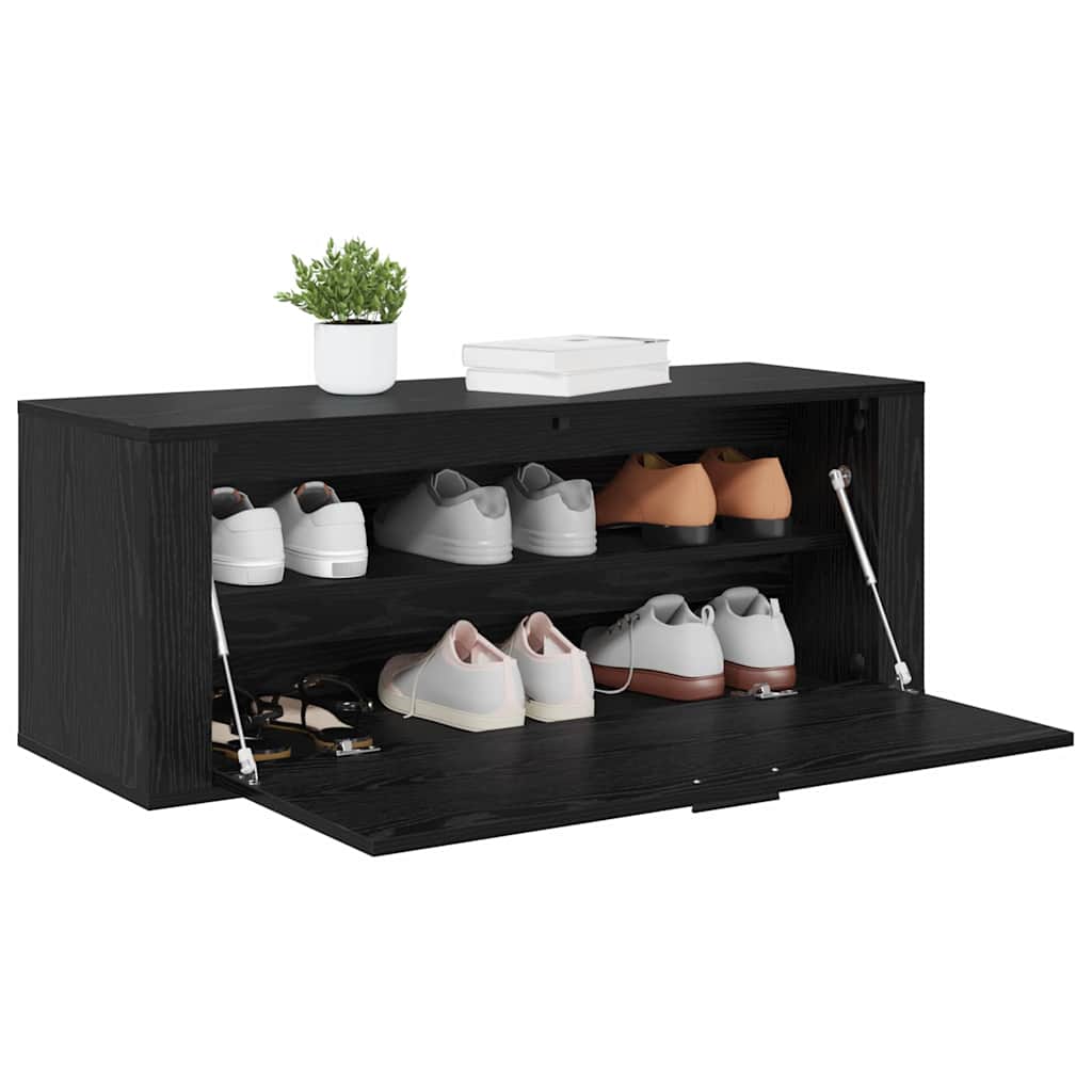 vidaXL Schoenenkast Zwart eiken 100 x 35 x 38 cm Bewerkt hout