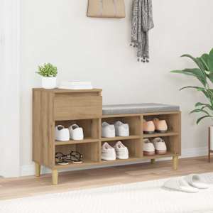 Skříň na obuv 102 x 36 x 60 cm kompozitní dřevo Artisanový dub - obrázek 4