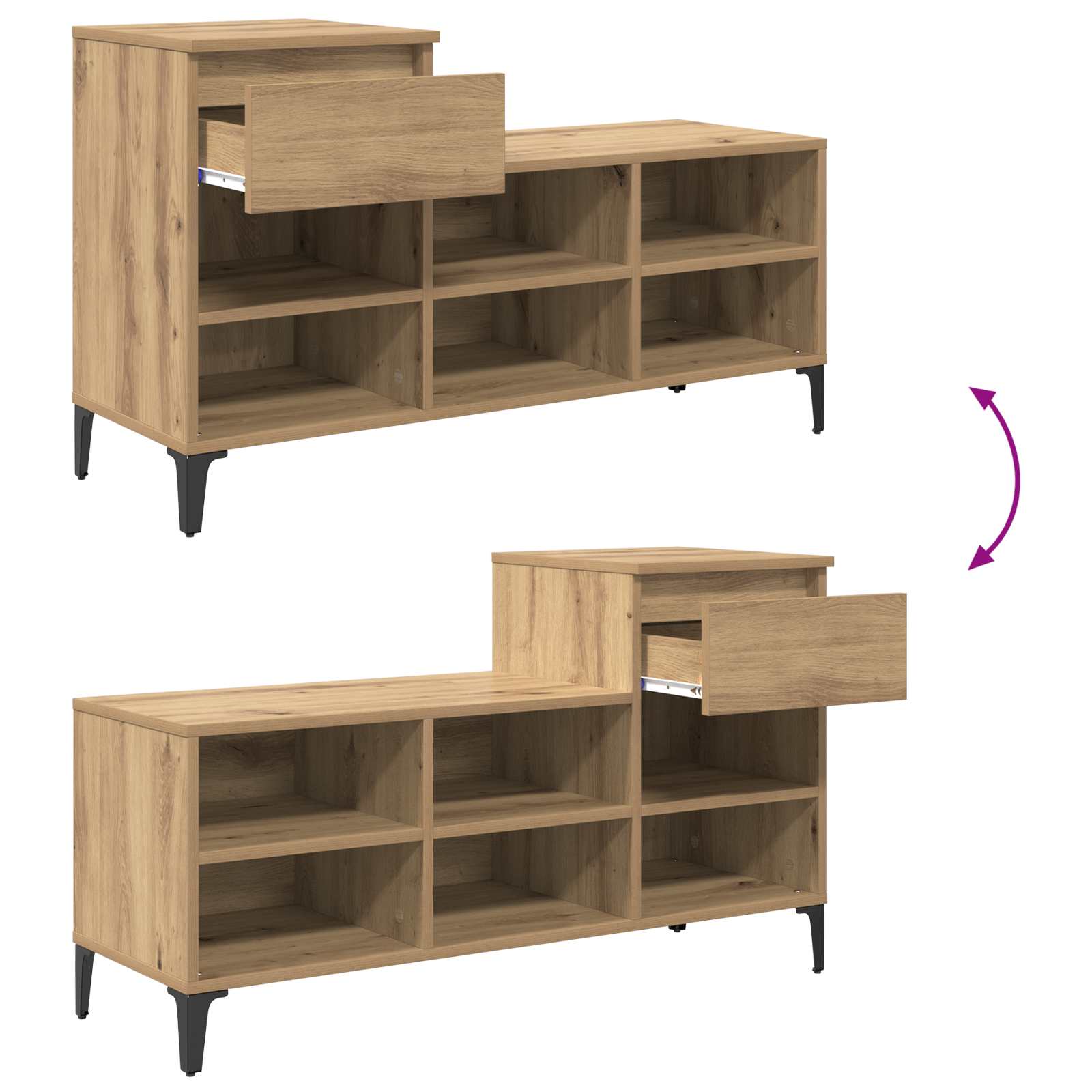 Omara za čevlje artisan hrast 102 x 36 x 60 cm Konstruiran les - slika 11