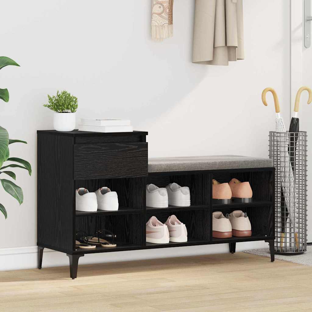 vidaXL Dulap pentru pantofi cu sertar Stejar negru 102 x 36 x 60 cm