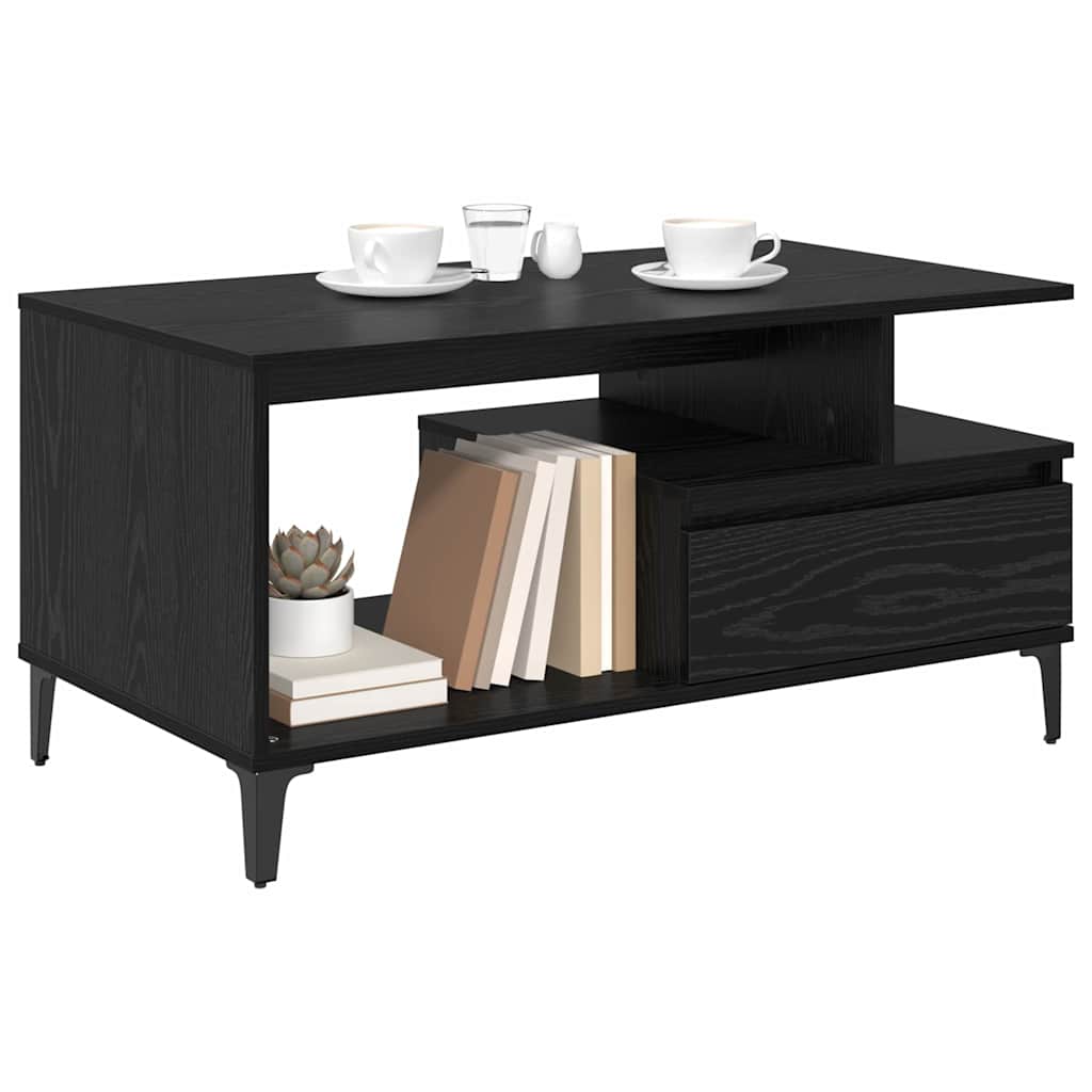 vidaXL Salontafel with Drawer Zwart eiken 90 x 49 x 45 cm Bewerkt hout