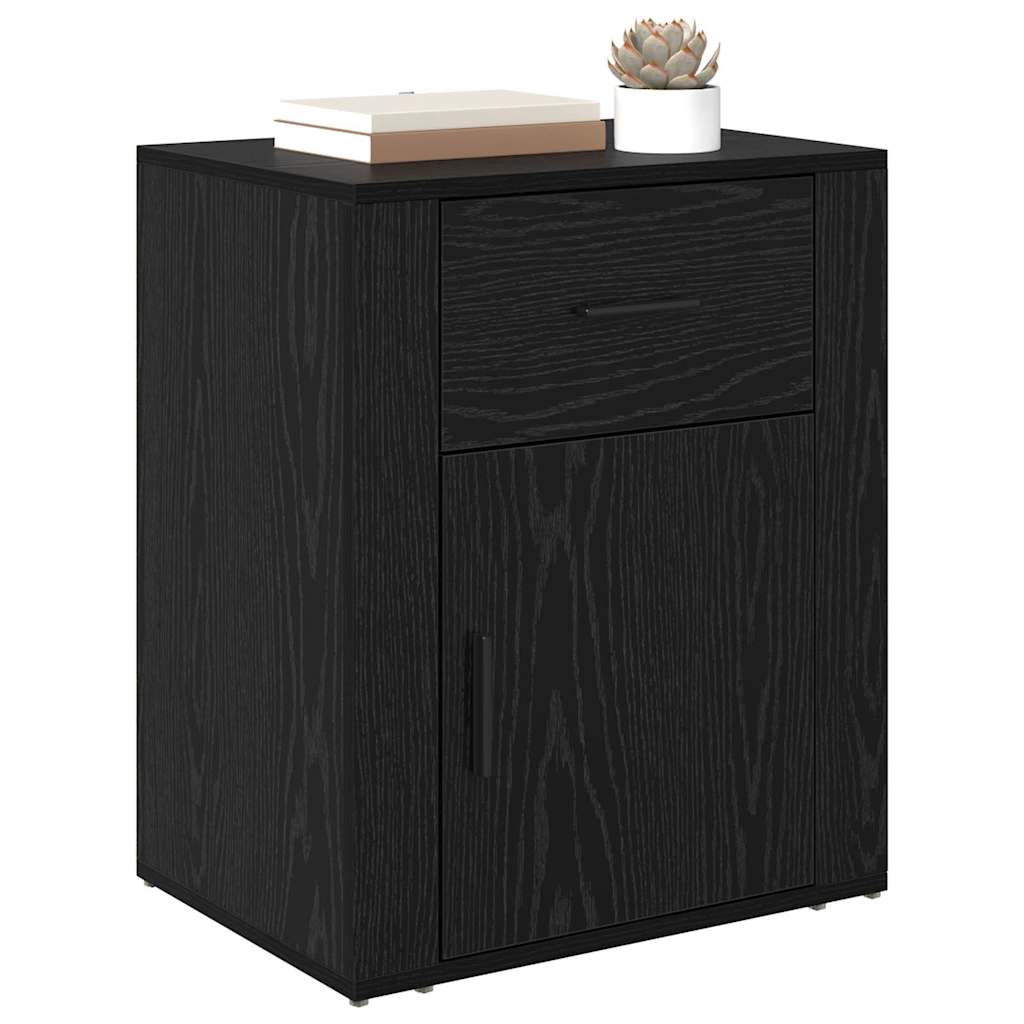 vidaXL Nachtkastje met lade Zwart eiken 50 x 36 x 60 cm Bewerkt hout