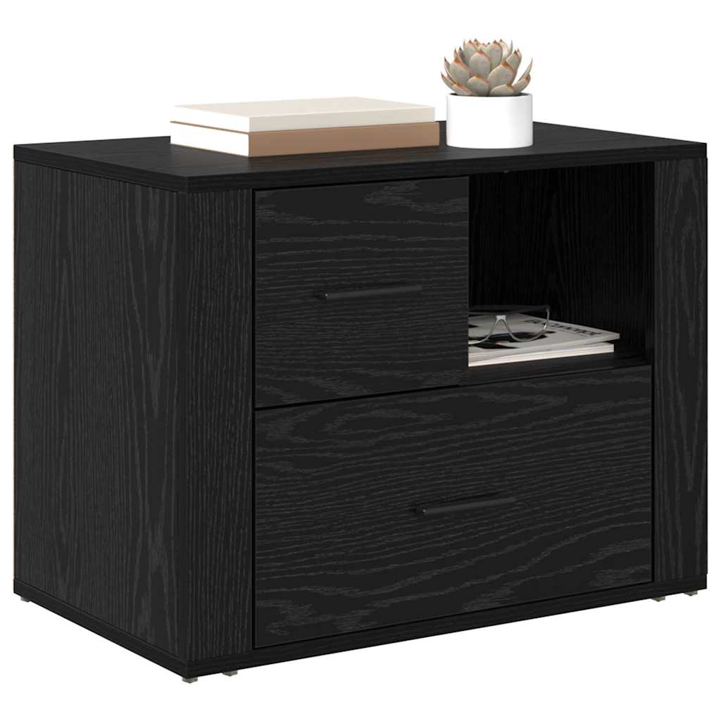 vidaXL Nachtkastje met lade Zwart eiken 60 x 36 x 45 cm Bewerkt hout