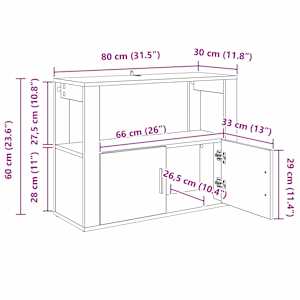 Servírovací skříň Staré dřevo 80 x 30 x 60 cm Kompozitní dřevo - obrázek 12