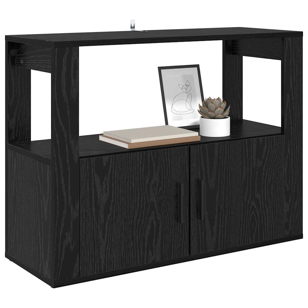 vidaXL Dressoir Zwart eiken 80 x 30 x 60 cm Bewerkt hout
