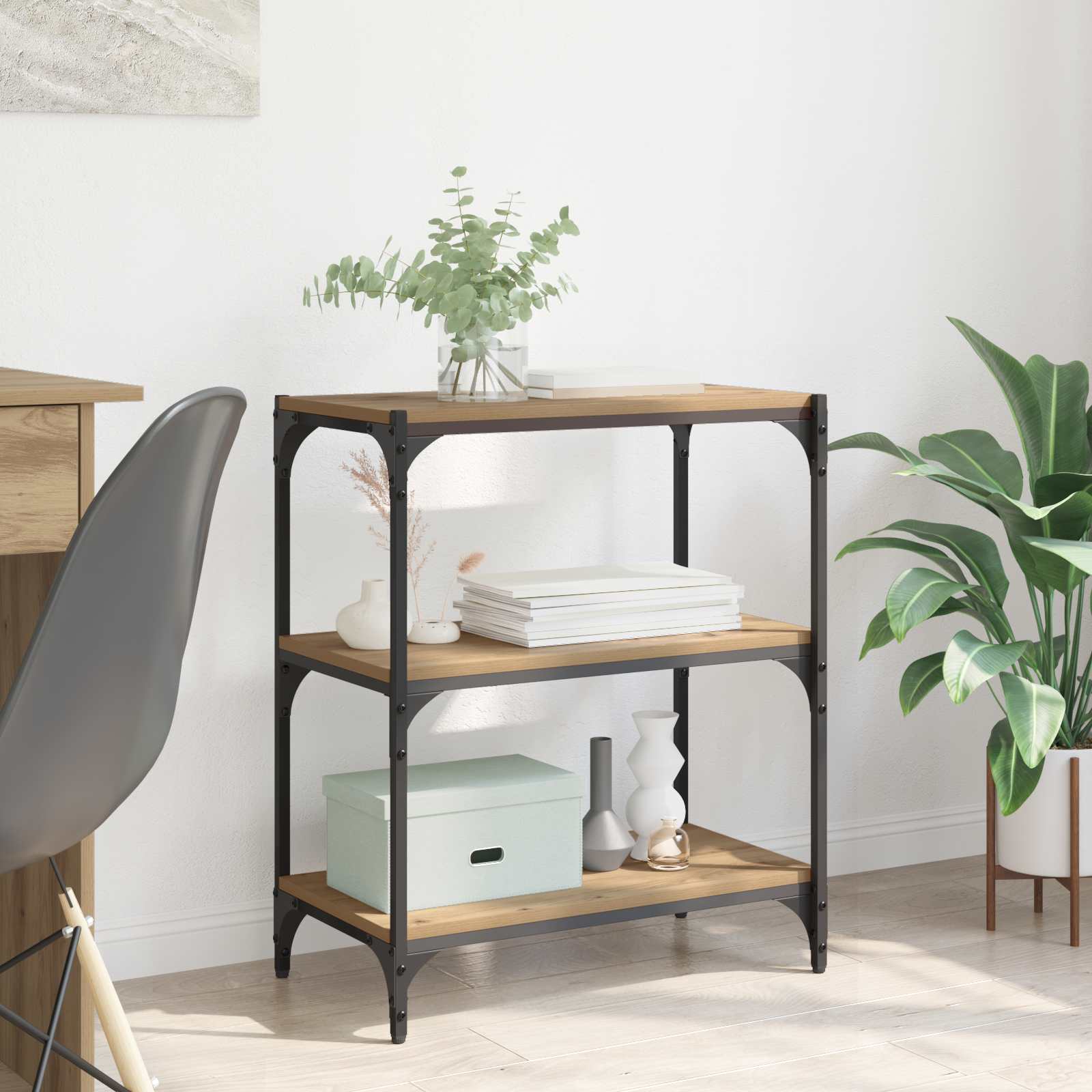 vidaXL Dulap pentru cărți stejar artizanal 60 x 33 x 70,5 cm