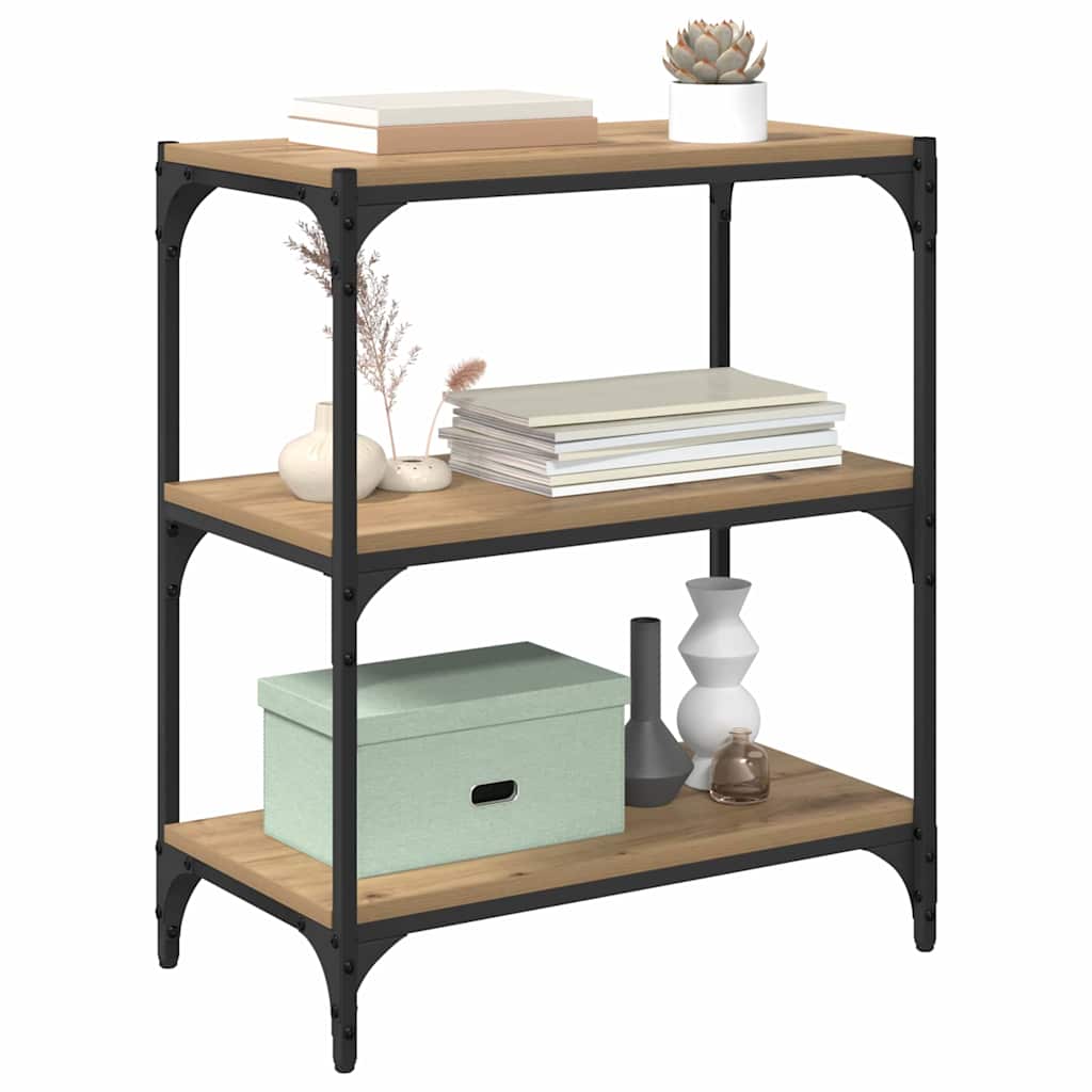 vidaXL Boekenkast artisanaal eikenkleurig 60 x 33 x 71 cm Bewerkt hout