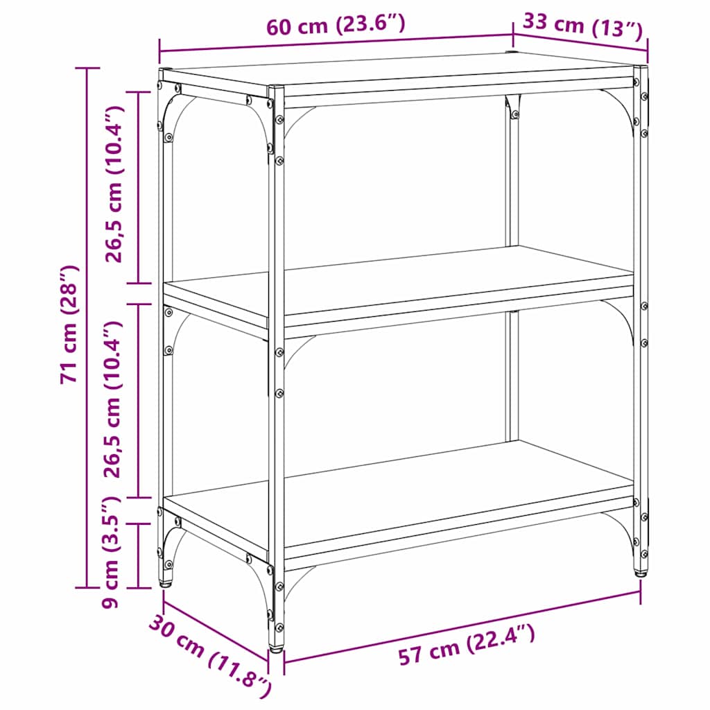 Bogskab Sort eg 60 x 33 x 71 cm Konstrueret træ 11 8721288908261 wbg siz en hd 1