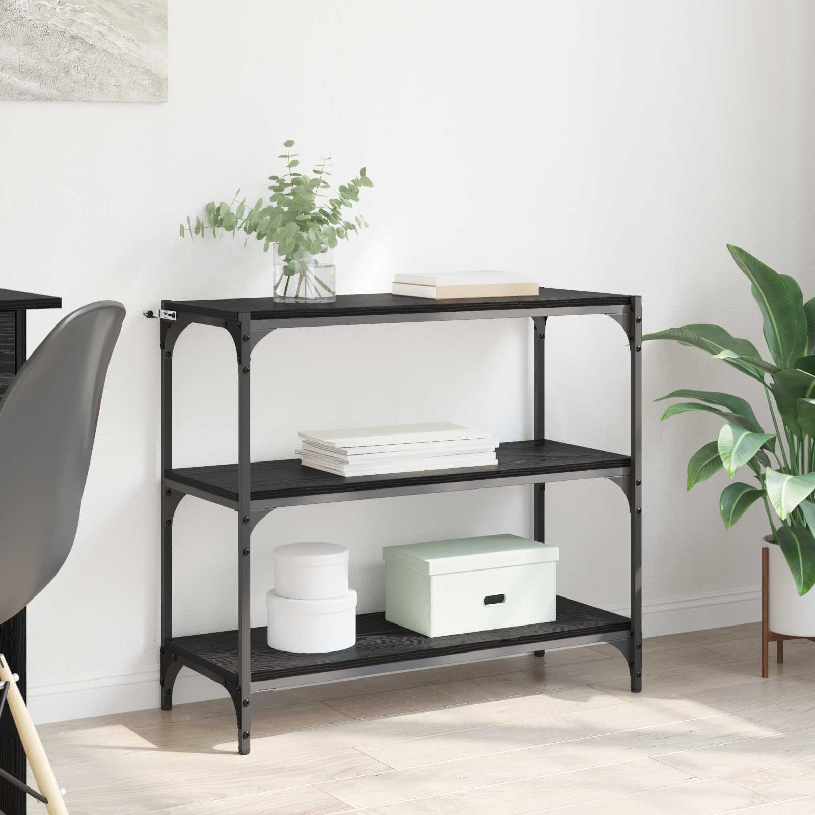 vidaXL Dulap pentru cărți Stejar Negru 80 x 33 x 70,5 cm