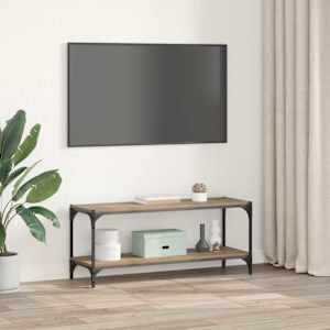 Televizní skříň 2 úrovní 100x33x41cm Konstrukční dřevo a železo - obrázek 4