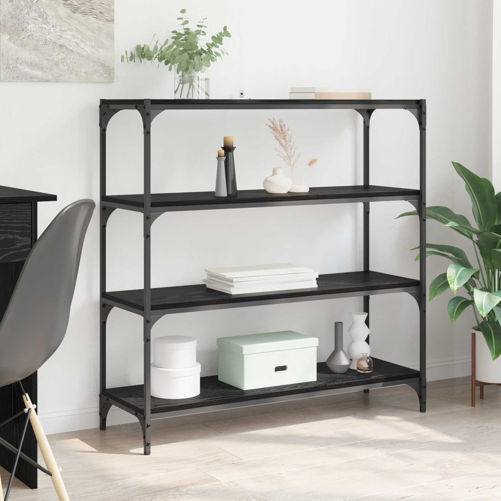 vidaXL Dulap pentru cărți Stejar Negru 100 x 33 x 100 cm