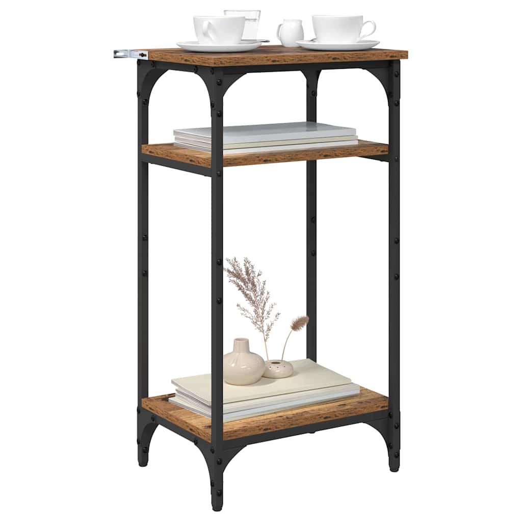 vidaXL Bijzettafel met plank Oud hout 40 x 30 x 75 cm Bewerkt hout