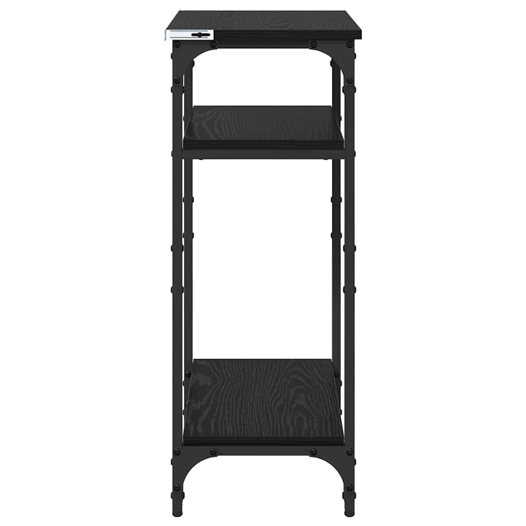 Странична маса с рафт Черен дъб 40 x 30 x 75 cm Инженерно дърво - Image 4