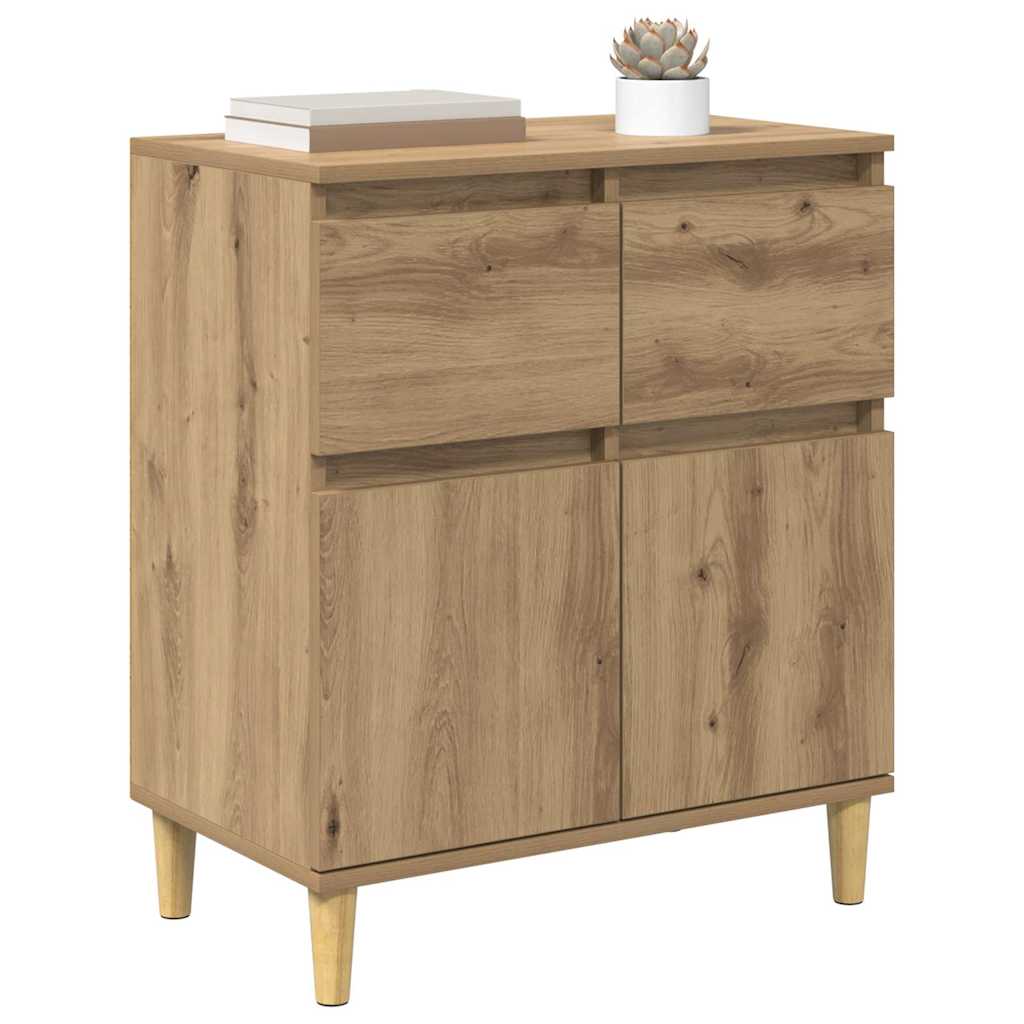 vidaXL Dressoir met lade Artisan Eiken 60 x 35 x 70 cm Bewerkt hout