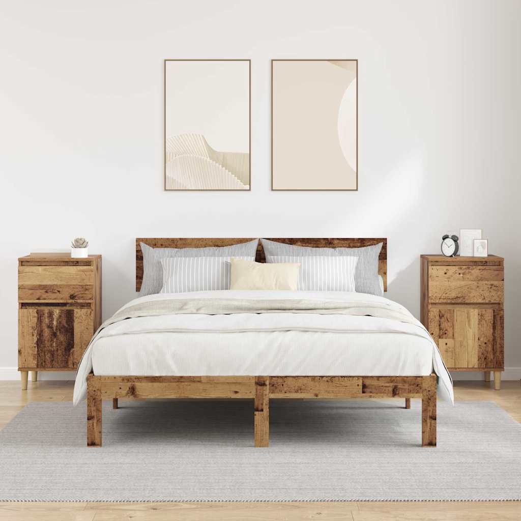 Yöpöytäkaappi 2 pcs Vanha puu 40 x 35 x 70 cm Tekninen puu - Image 4