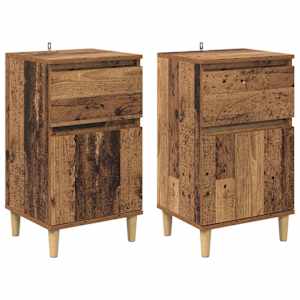 Noční skříňka se zásuvkou 2 pcs Staré dřevo 40 x 35 x 70 cm - obrázek 2