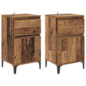 Noční skříňka se zásuvkou 2 pcs Staré dřevo 40 x 35 x 70 cm - obrázek 2