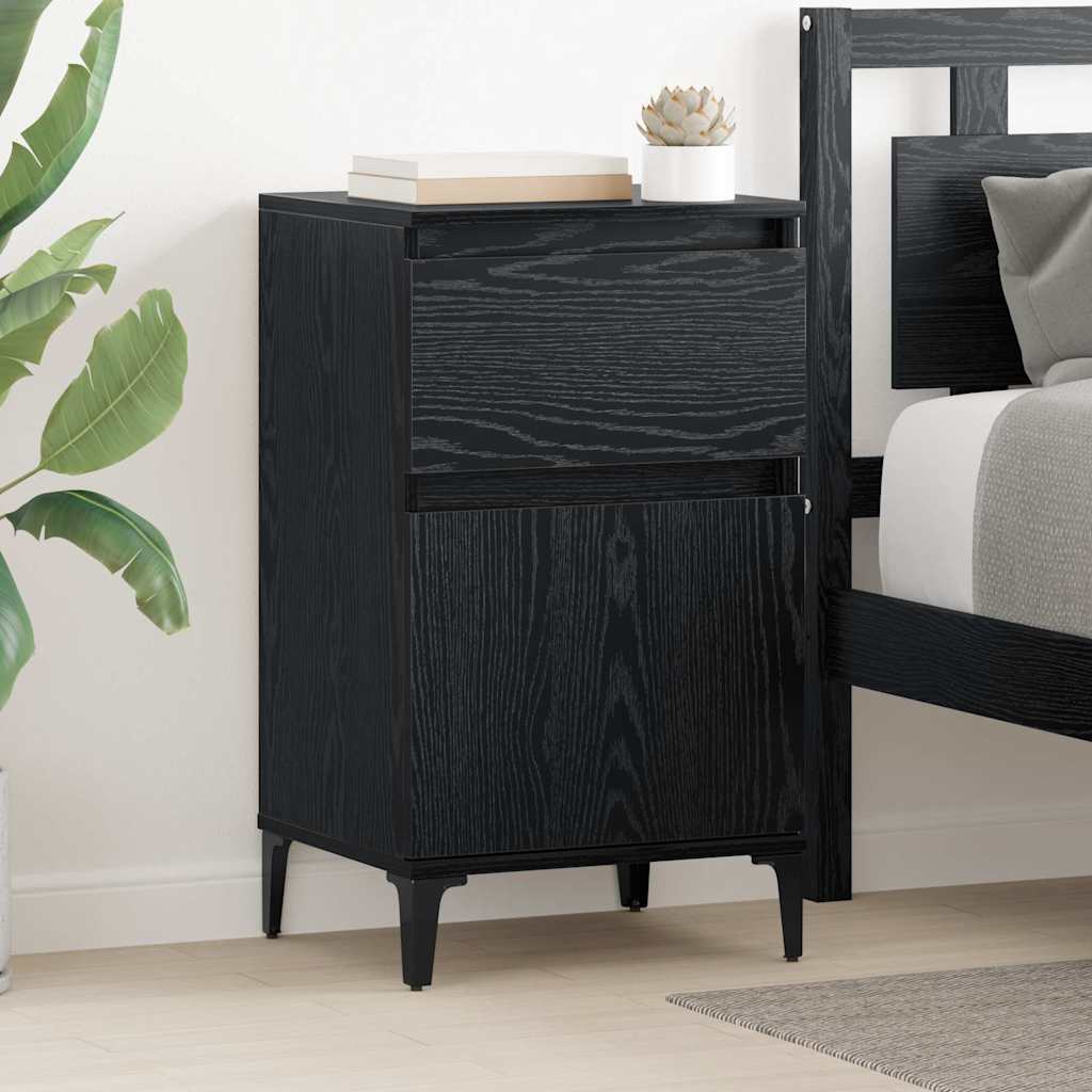 vidaXL Dulap de noapte cu sertar 2 pcs Stejar negru 40 x 35 x 70 cm