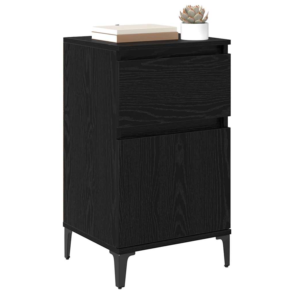 vidaXL Nachtkastje 2 pcs Zwart eiken 40 x 35 x 70 cm Bewerkt hout