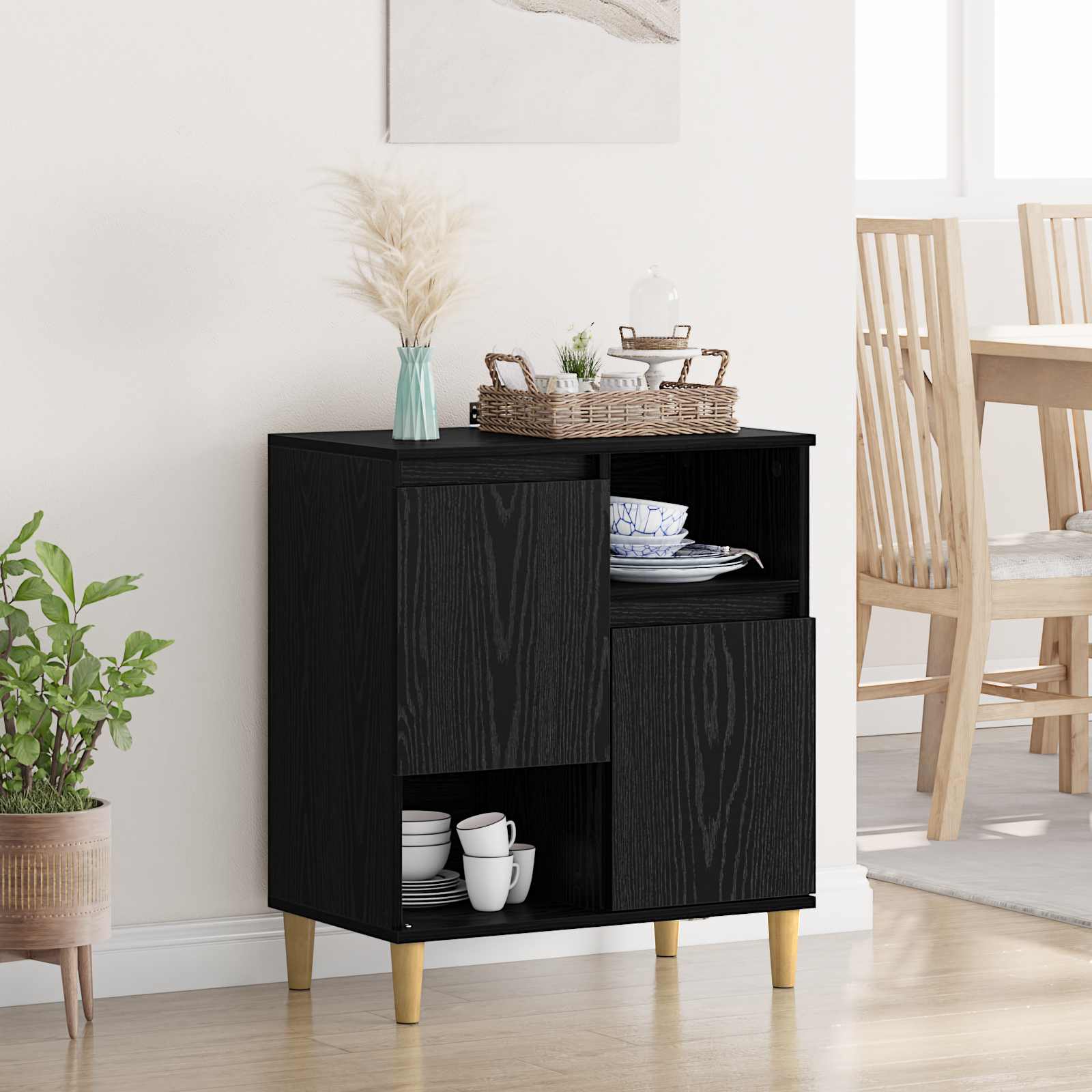 vidaXL Bufet Stejar negru 35 x 60 x 70 cm Lemn compozit