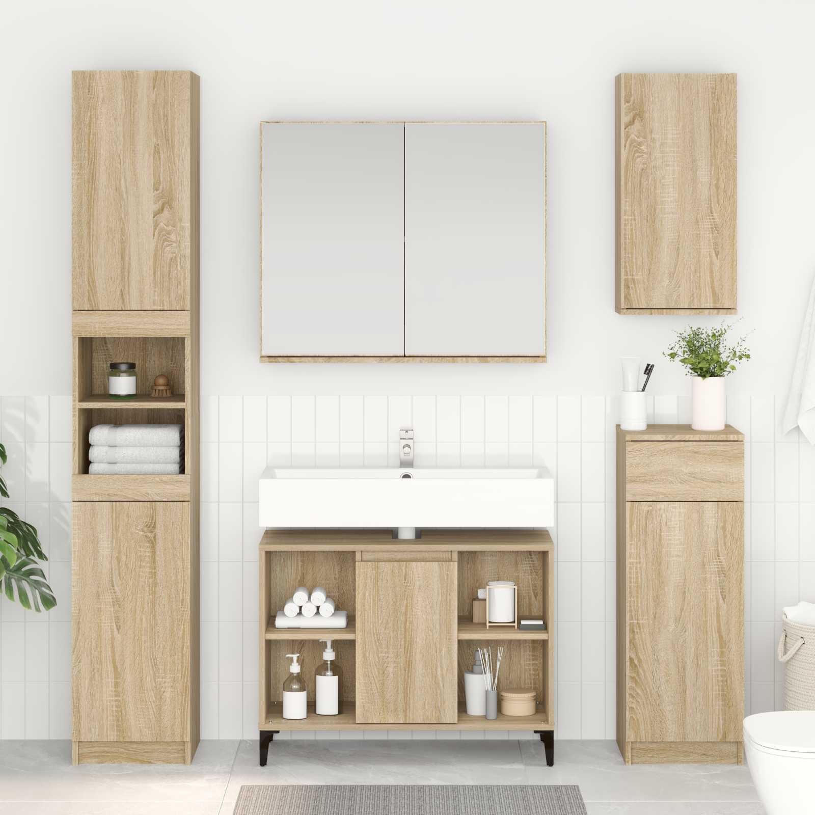 Omarica za umivalnik s polico Sonoma hrast 80 x 33 x 60 cm