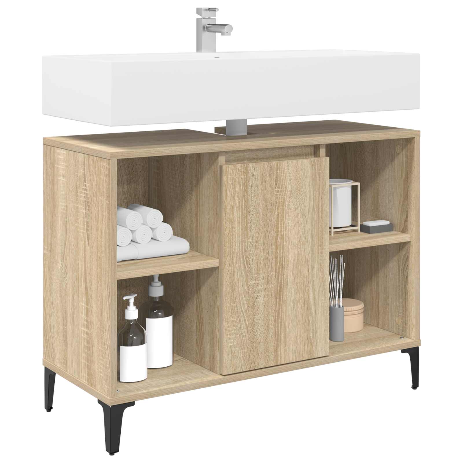 Omarica za umivalnik s polico Sonoma hrast 80 x 33 x 60 cm - slika 3
