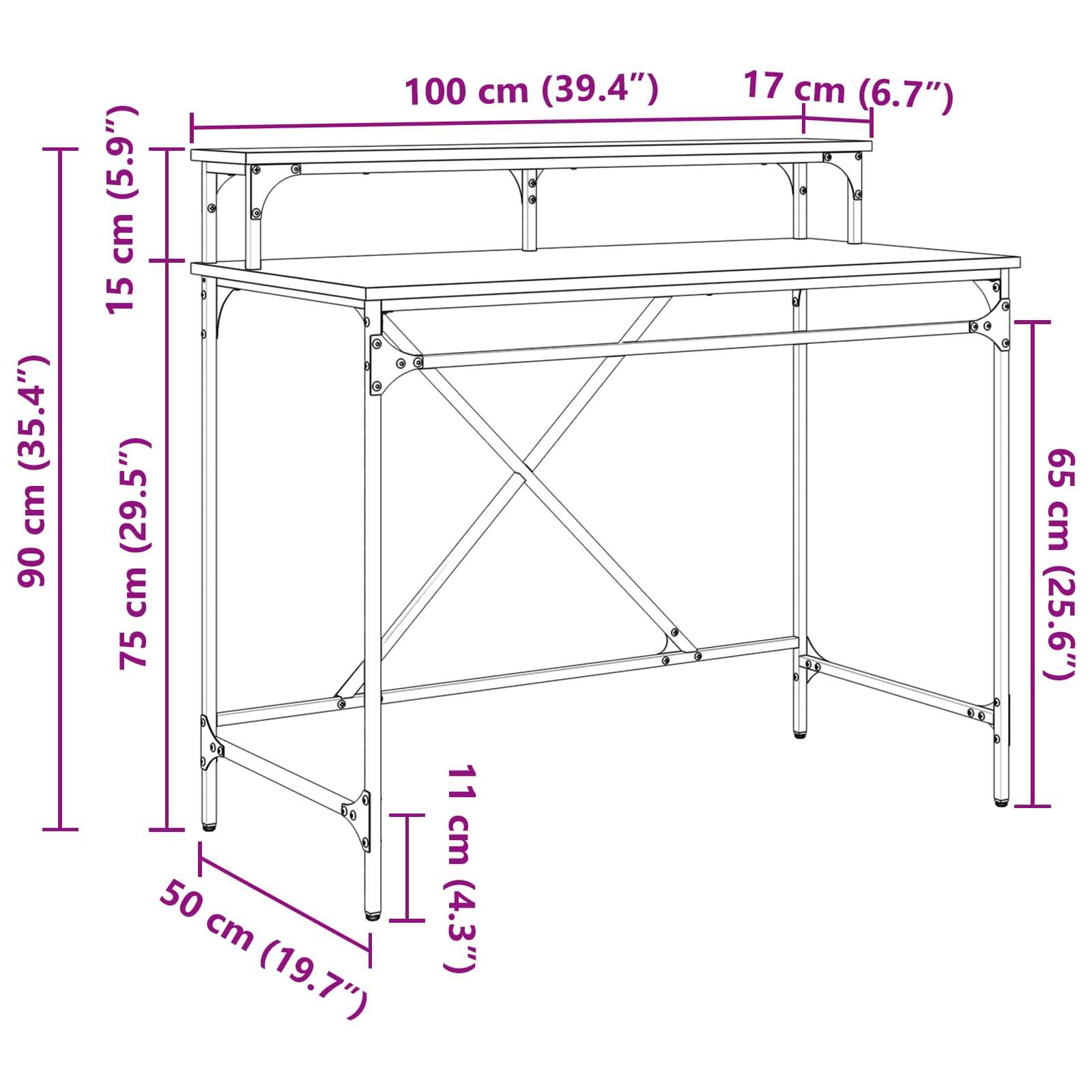 Miza Črna Orehovina 100 x 50 x 90 cm Konstruiran les - slika 12