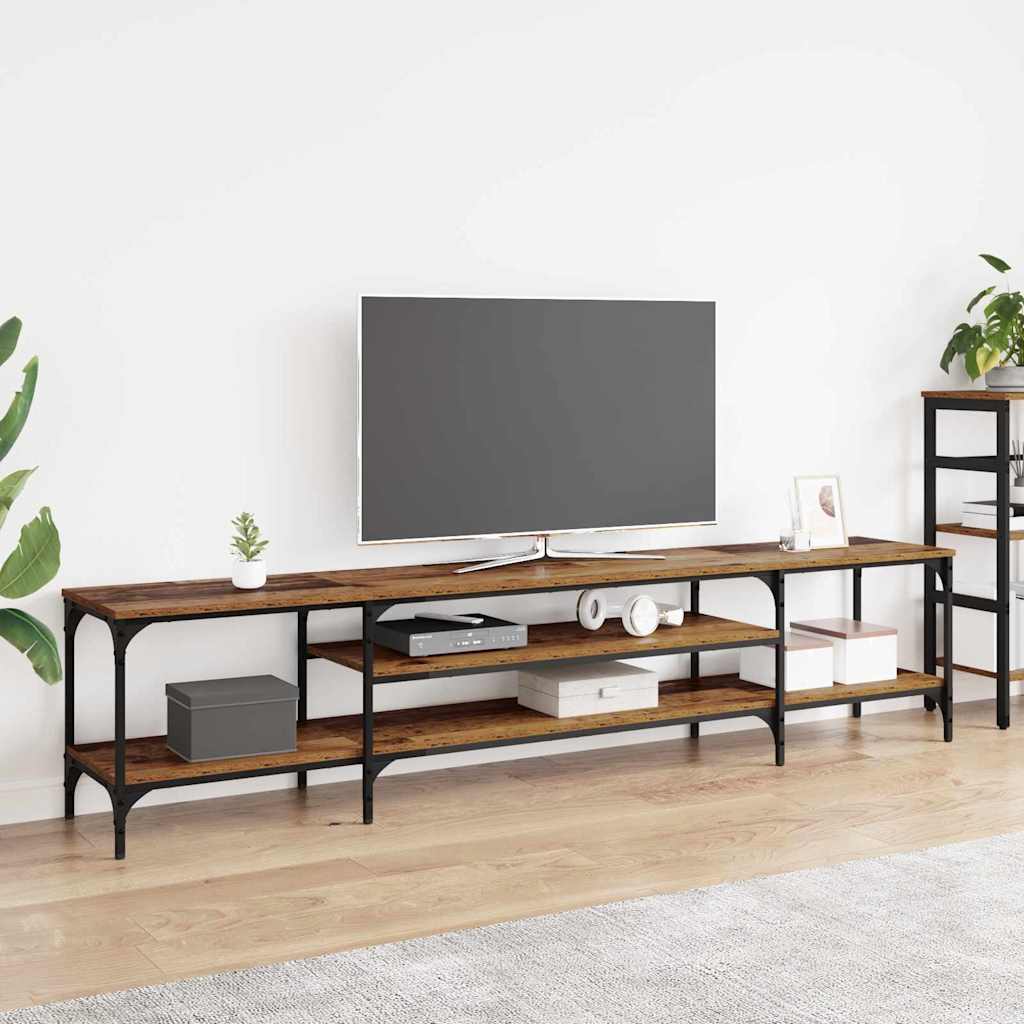 vidaXL Cabinet TV Lemn Vechi 201 x 35 x 45 cm Lemn Ingineresc și Fier