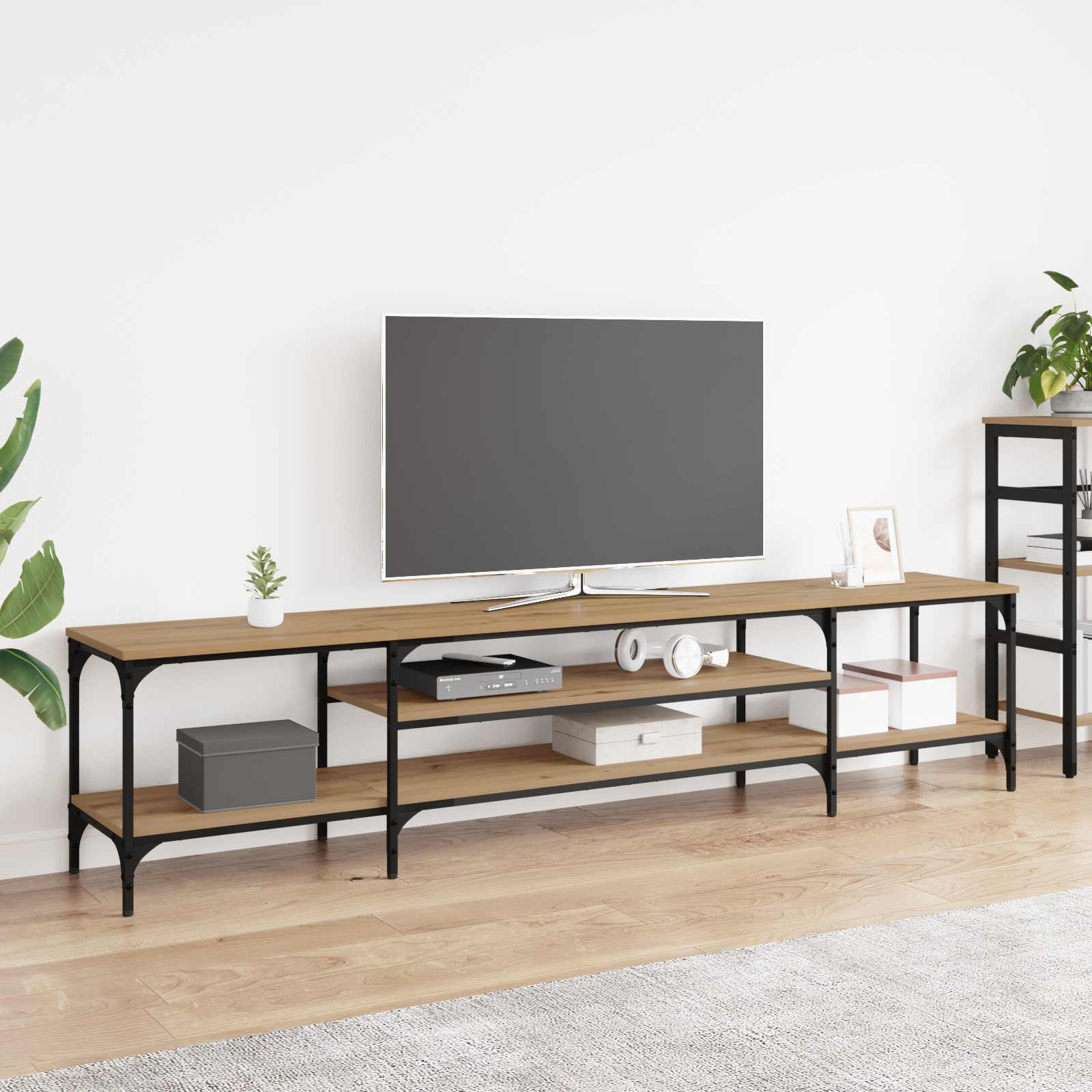 vidaXL Cabinet TV Stejar Artizanal 201 x 35 x 45 cm