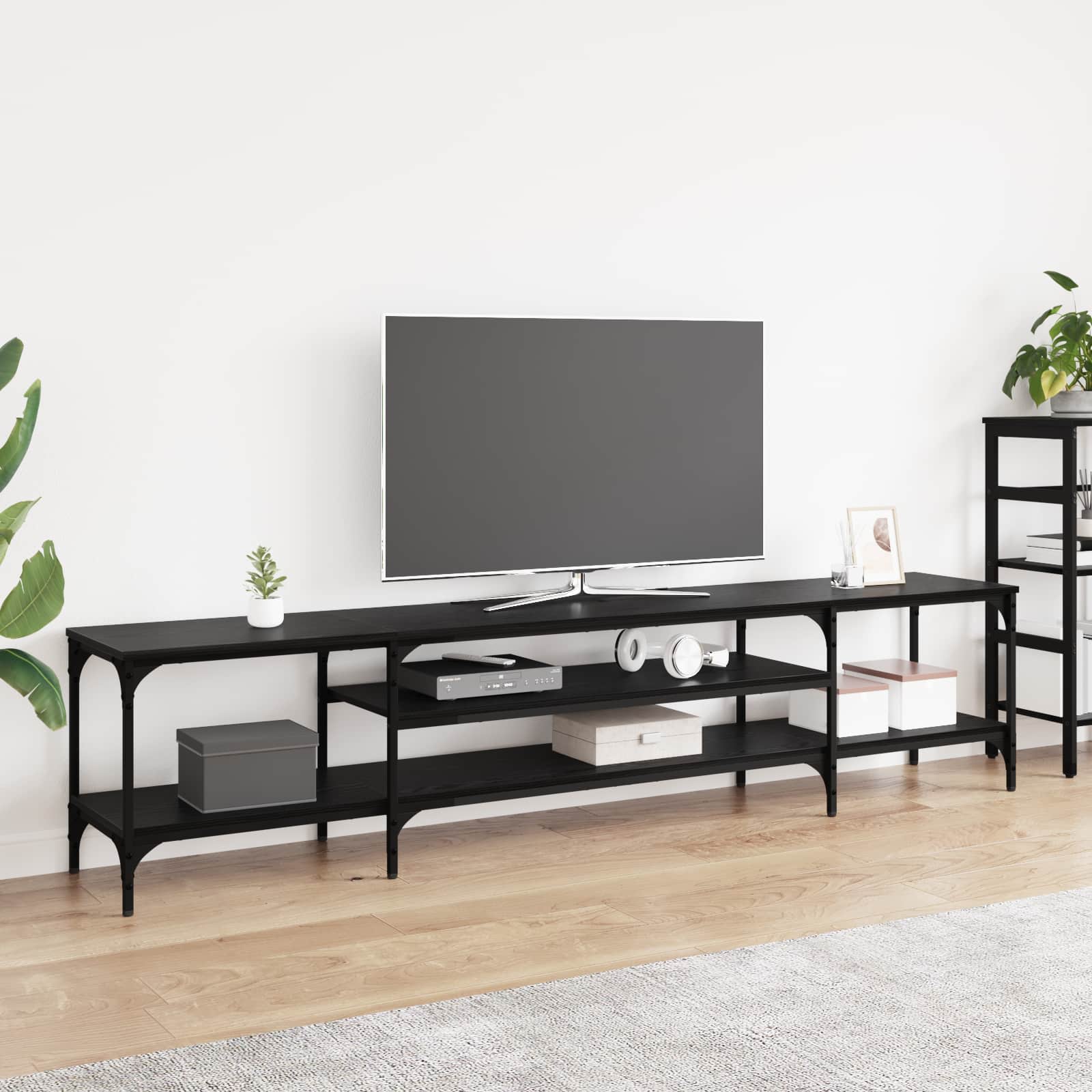 vidaXL Cabinet TV Stejar Negru 201 x 35 x 45 cm