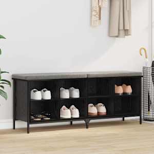 Skříň na obuv s policí s úložištěm Černý dub 131 x 35 x 50 cm